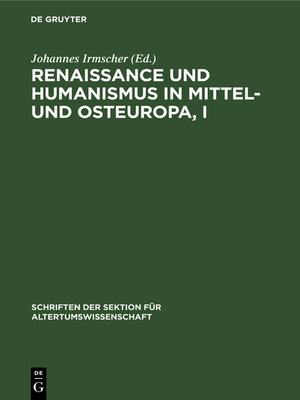 cover image of Renaissance und Humanismus in Mittel- und Osteuropa, I